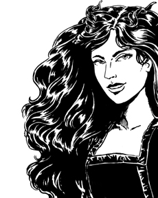 Stella: attractive woman with dark curly hair